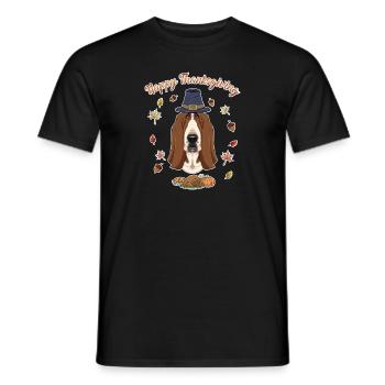 Happy Thanksgiving I Dog Lover I Basset Hound - Männer T-Shirt - Schwarz - Vorne - AI Model Male 178 light (178cm)