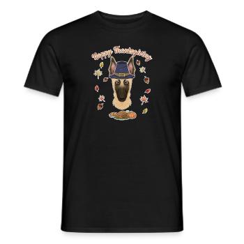 Happy Thanksgiving I Dog Lover I Malinois - Men's T-Shirt - black - Front - AI Model Male 178 light (178cm)