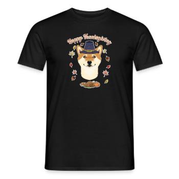 Joyeux Thanksgiving I Amoureux des chiens I Shiba Inu - T-shirt homme - noir - Devant - AI Model Male 178 light (178cm)
