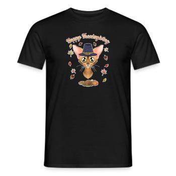 Amoureux des chats abyssins I Joyeux Thanksgiving - T-shirt homme - noir - Devant - AI Model Male 178 light (178cm)