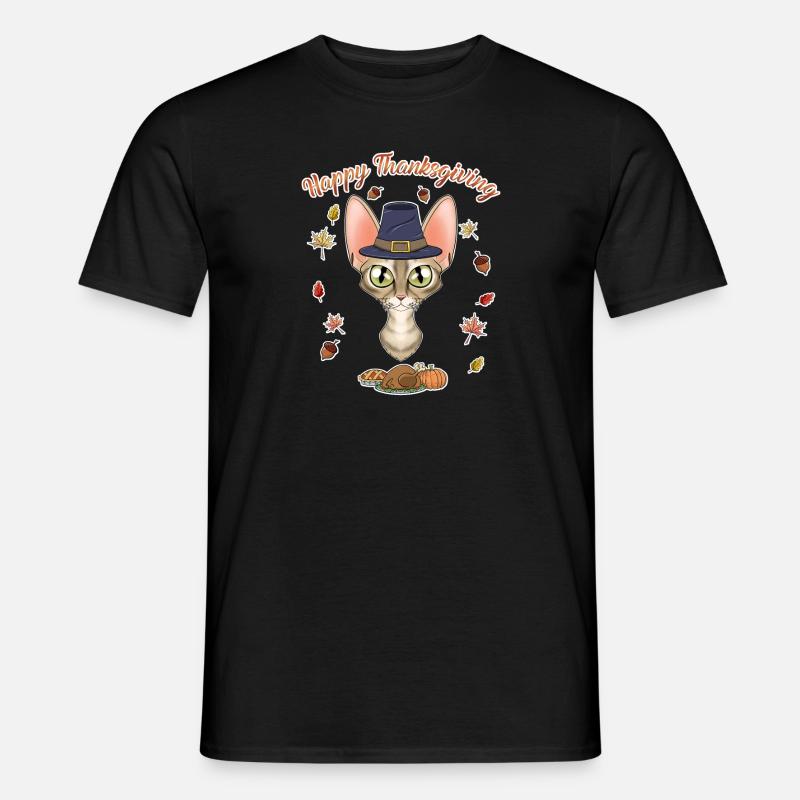 Devon Rex Cat Lover I Happy Thanksgiving - Männer T-Shirt - Schwarz