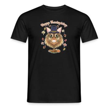Amoureux des chats sibériens I Joyeux Thanksgiving - T-shirt homme - noir - Devant - AI Model Male 178 light (178cm)