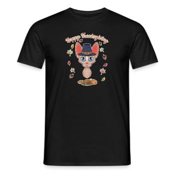 Sphynx Cat Lover I Happy Thanksgiving - Männer T-Shirt - Schwarz - Vorne - AI Model Male 178 light (178cm)