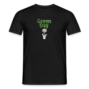 Green Flower Funny Aesthetic Plant Vintage Trendy - Men's T-Shirt - black - Front - AI Model Male 178 light (178cm)