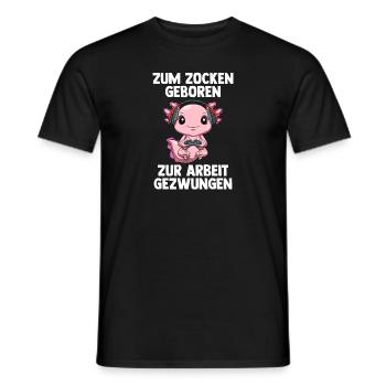 Gamer Axolotl - Computer Spiele Online Spiele - Männer T-Shirt - Schwarz - Vorne - AI Model Male 178 light (178cm)