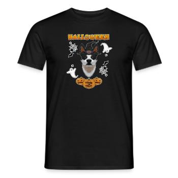 Joyeux Halloween I Amoureux des chiens I Bovins australiens - T-shirt homme - noir - Devant - AI Model Male 178 light (178cm)