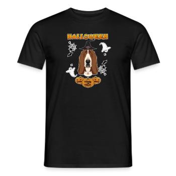 Happy Halloween I Dog Lover I Basset Hound - Männer T-Shirt - Schwarz - Vorne - AI Model Male 178 light (178cm)