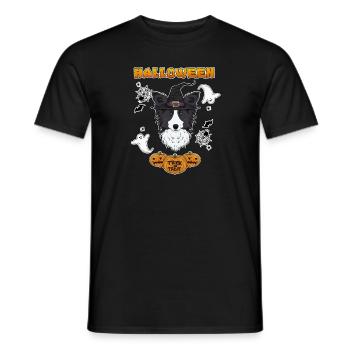 Joyeux Halloween I Dog Lover I Border Collie - T-shirt homme - noir - Devant - AI Model Male 178 light (178cm)