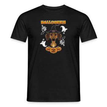 Happy Halloween I Dog Lover I Dachshund - Men's T-Shirt - black - Front - AI Model Male 178 light (178cm)
