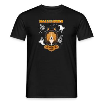 Happy Halloween I Dog Lover I Collie - Men's T-Shirt - black - Front - AI Model Male 178 light (178cm)