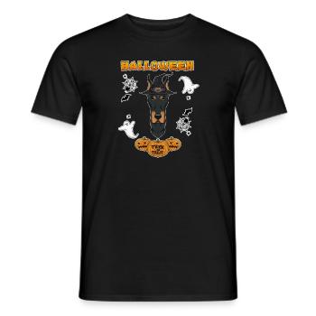Happy Halloween I Dog Lover I Doberman - Men's T-Shirt - black - Front - AI Model Male 178 light (178cm)