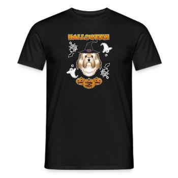 Happy Halloween I Dog Lover I Havanese - Men's T-Shirt - black - Front - AI Model Male 178 light (178cm)