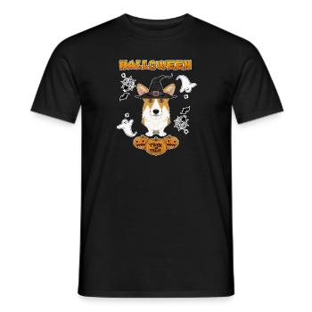 Happy Halloween I Dog Lover I Welsh Corgi - Men's T-Shirt - black - Front - AI Model Male 178 light (178cm)