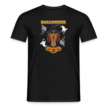 Joyeux Halloween I Dog Lover I Vizsla - T-shirt homme - noir - Devant - AI Model Male 178 light (178cm)