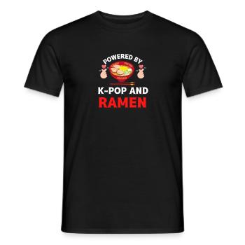 Powered by K-pop and Ramen K-pop Merch Merchandise - Men's T-Shirt - black - Front - AI Model Male 178 light (178cm)