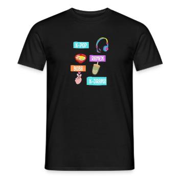 K-Pop Fashion for Fans of korean K-Drama & K-Pop - Men's T-Shirt - black - Front - AI Model Male 178 light (178cm)