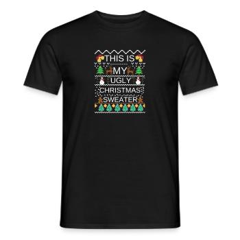 Trending Memes This Is My Ugly Sweater Funny - Men's T-Shirt - black - Front - AI Model Male 178 light (178cm)