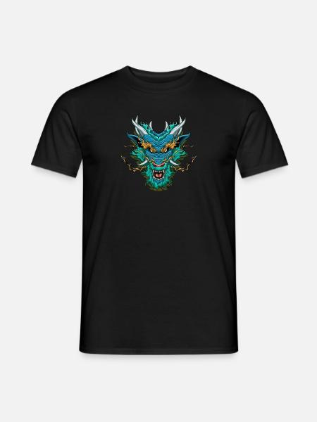 Chinesischer Drachenkopf - Fantasy-Drache - Männer T-Shirt - Schwarz