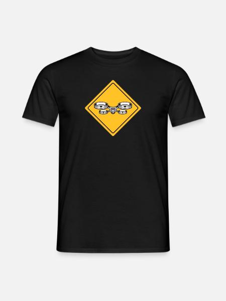 Drohne mit Warnschild Drohnenflieger - Männer T-Shirt - Schwarz