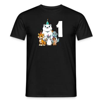 1 Geburtstag Zoo Tiere 1 Jahr alt Junge Mädchen - Männer T-Shirt - Schwarz - Vorne - AI Model Male 178 light (178cm)