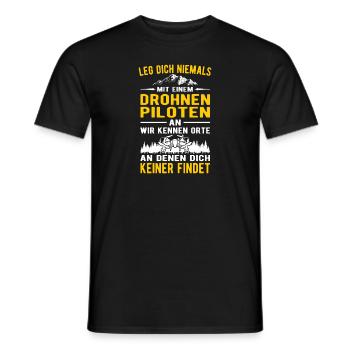 Leg dich niemals mit einem Drohnenpiloten an - Männer T-Shirt - Schwarz - Vorne - AI Model Male 178 light (178cm)