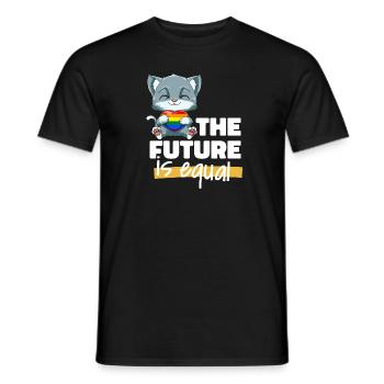 Niedliche LGBTQ Katze Herz - Katze LGBTQ Herz - Männer T-Shirt - Schwarz - Vorne - AI Model Male 178 light (178cm)