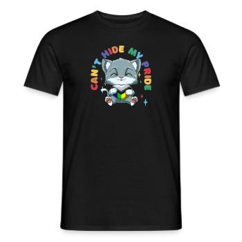 LGBTQ Katze Progressiv Stolz Herz - Männer T-Shirt - Schwarz - Vorne - AI Model Male 178 light (178cm)