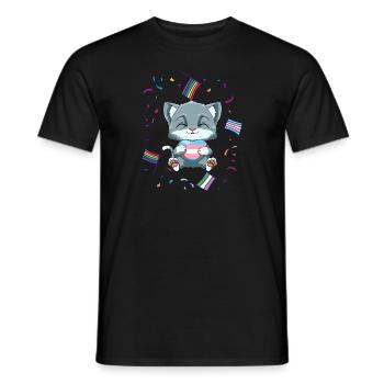 Kawaii Transgender Stolz Katze - Katze umarmt - Männer T-Shirt - Schwarz - Vorne - AI Model Male 178 light (178cm)