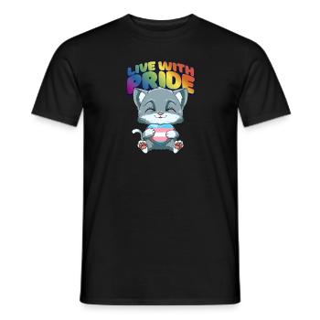 Niedliche Transgender Stolz Katze - Transgender - Männer T-Shirt - Schwarz - Vorne - AI Model Male 178 light (178cm)