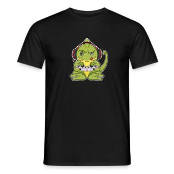 Chameleon With Gaming Controller I Funny Gaming I - Männer T-Shirt - Schwarz - Vorne - AI Model Male 178 light (178cm)