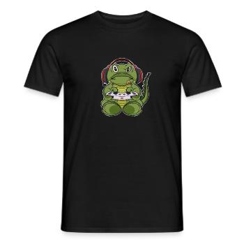 Crocodile With Gaming Controller I Funny Gaming I - Men's T-Shirt - black - Front - AI Model Male 178 light (178cm)
