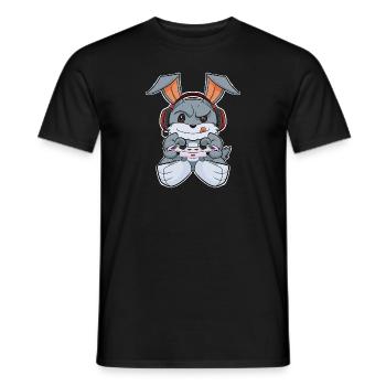 Rabbit With Gaming Controller I Funny Gaming - Männer T-Shirt - Schwarz - Vorne - AI Model Male 178 light (178cm)