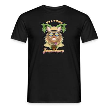Il est 5 OClock quelque part en train de boire un chat sibérien - T-shirt homme - noir - Devant - AI Model Male 178 light (178cm)