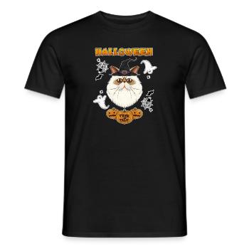 Himalayan Cat Lover I Happy Halloween - Men's T-Shirt - black - Front - AI Model Male 178 light (178cm)