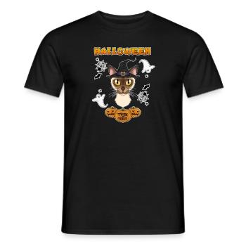 Burmese Cat Lover I Happy Halloween - Men's T-Shirt - black - Front - AI Model Male 178 light (178cm)