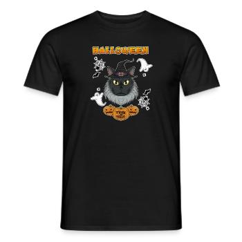 Maine Coon Cat Lover I Joyeux Halloween - T-shirt homme - noir - Devant - AI Model Male 178 light (178cm)