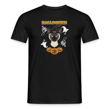 Siamese Cat Lover I Happy Halloween - Männer T-Shirt - Schwarz - Vorne - AI Model Male 178 light (178cm)