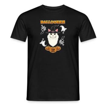 Turkish Angora Cat Lover I Happy Halloween - Men's T-Shirt - black - Front - AI Model Male 178 light (178cm)