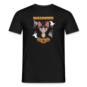 Sphynx Cat Lover I Happy Halloween - Männer T-Shirt - Schwarz - Vorne - AI Model Male 178 light (178cm)