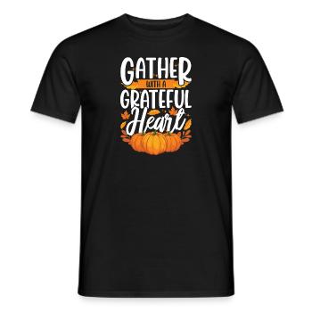 Gather With A Thankful Heart Thanksgiving - Men's T-Shirt - black - Front - AI Model Male 178 light (178cm)