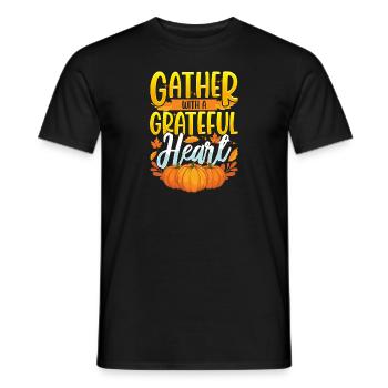 Gather With A Thankful Heart Thanksgiving - Men's T-Shirt - black - Front - AI Model Male 178 light (178cm)
