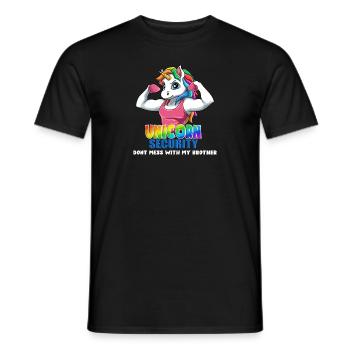 Einhorn Sicherheit Dont Mess With My Brother Funny - Männer T-Shirt - Schwarz - Vorne - AI Model Male 178 light (178cm)