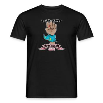 Kazakh Girl Unbreakable I Kazakh Heritage I - Men's T-Shirt - black - Front - AI Model Male 178 light (178cm)