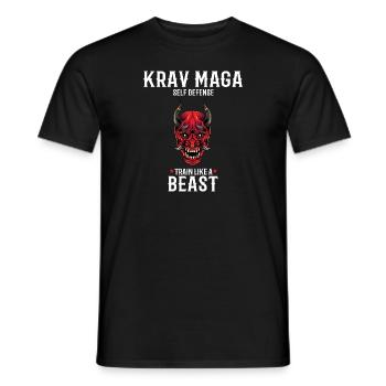 Krav Maga Oni Demon - Trainieren wie eine Bestie - - Männer T-Shirt - Schwarz - Vorne - AI Model Male 178 light (178cm)