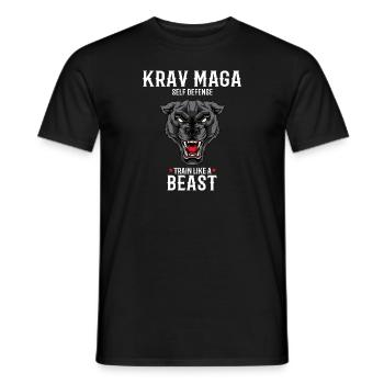 Krav Maga Panther - Trainieren wie eine Bestie - - Männer T-Shirt - Schwarz - Vorne - AI Model Male 178 light (178cm)