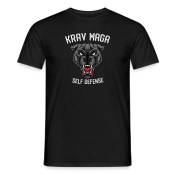 Krav Maga Selbstverteidigung Panther - Israelische - Männer T-Shirt - Schwarz - Vorne - AI Model Male 178 light (178cm)