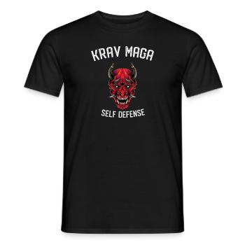 Krav Maga Selbstverteidigung Oni Demon - - Männer T-Shirt - Schwarz - Vorne - AI Model Male 178 light (178cm)