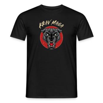 Krav Maga Panther - Israelische - Männer T-Shirt - Schwarz - Vorne - AI Model Male 178 light (178cm)