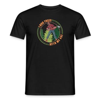 Woodworker axe retro lumberjack cutting timber - Männer T-Shirt - Schwarz - Vorne - AI Model Male 178 light (178cm)