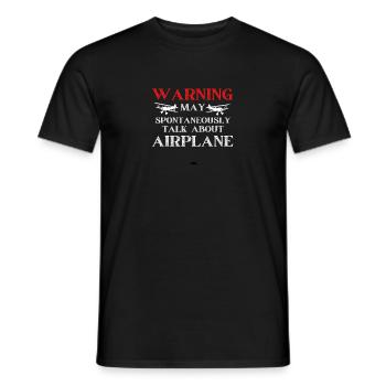 Talk about Airplanes - Funny Pilot and Aviation - Men's T-Shirt - black - Front - AI Model Male 178 light (178cm)